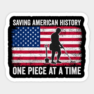 Metal Detecting USA Funny Metal Detector American Flag Sticker